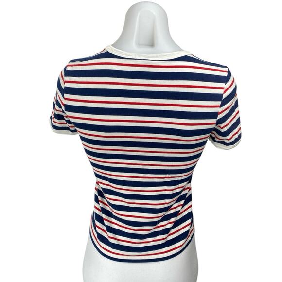 H&M Divided Multicolor Striped Crewneck Short Sleeve Casual Tee T shirt Top Sz S - Picture 2 of 4